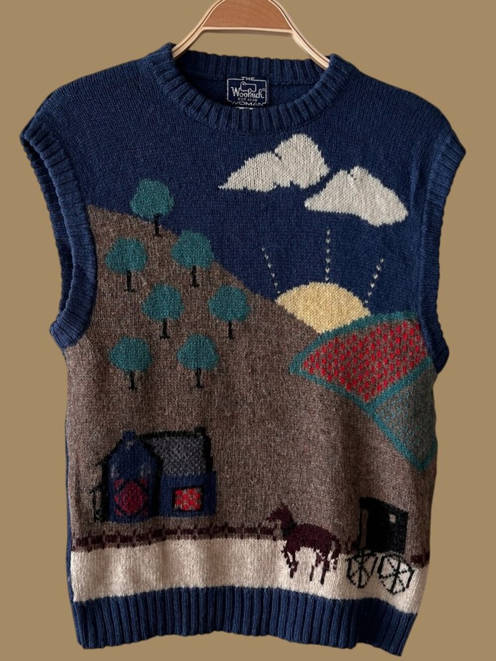 Vintage Woolrich Horse Sweater Vest, Scenic, Novelty